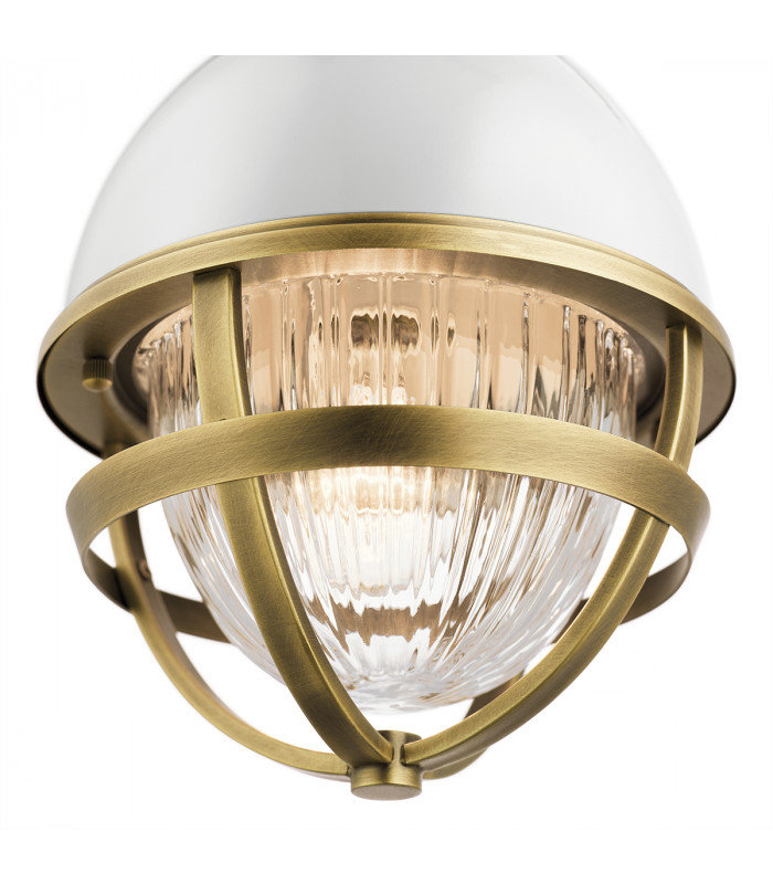 Kichler Tollis Globe Pendant Ceiling Light Natural Brass & White-2