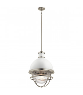 Kichler Tollis Globe Pendant Ceiling Light Brushed Nickel & White-1
