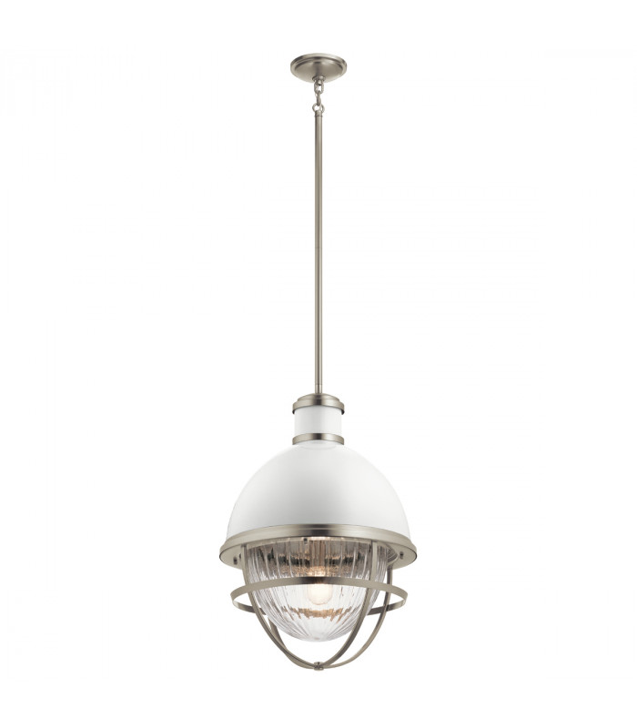Kichler Tollis Globe Pendant Ceiling Light Brushed Nickel & White-1