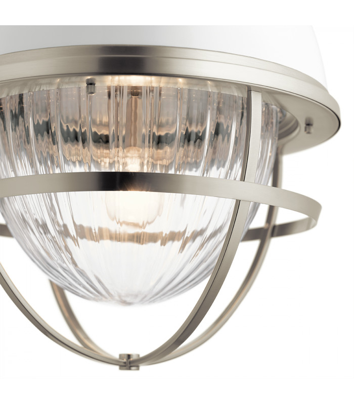 Kichler Tollis Globe Pendant Ceiling Light Brushed Nickel & White-2