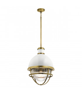 Kichler Tollis Globe Pendant Ceiling Light Natural Brass & White-1