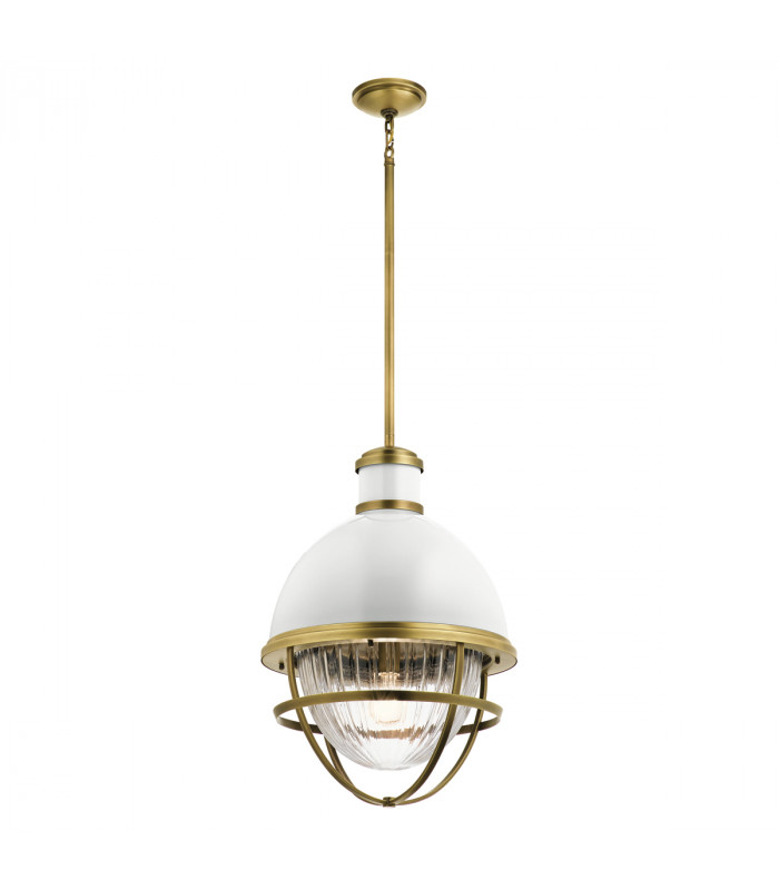 Kichler Tollis Globe Pendant Ceiling Light Natural Brass & White-1