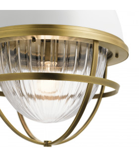 Kichler Tollis Globe Pendant Ceiling Light Natural Brass & White-2