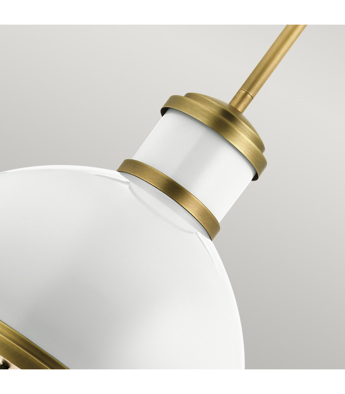 Kichler Tollis Globe Pendant Ceiling Light Natural Brass & White-4