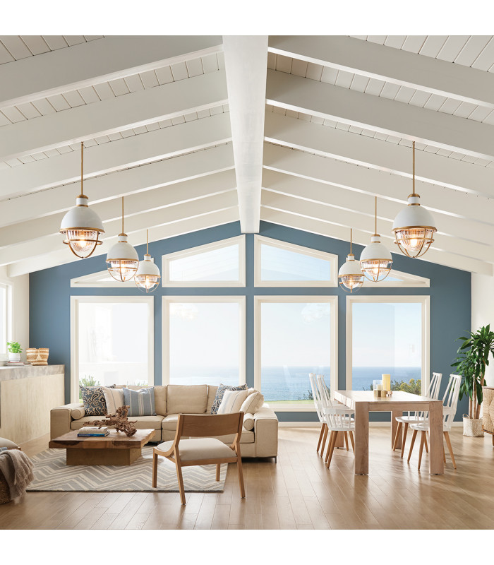 Kichler Tollis Globe Pendant Ceiling Light Natural Brass & White-7