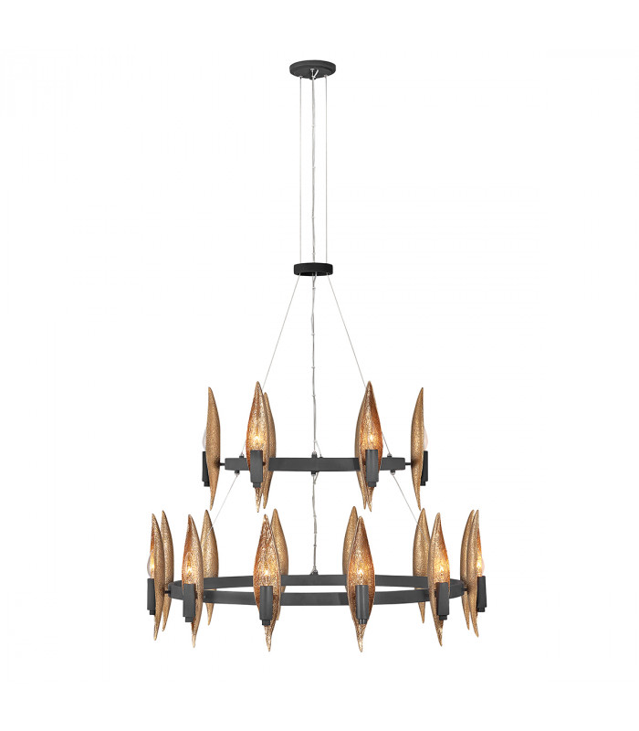 Hinkley Willow Cylindrical Pendant Ceiling Light Carbon Black with Deluxe Gold-1