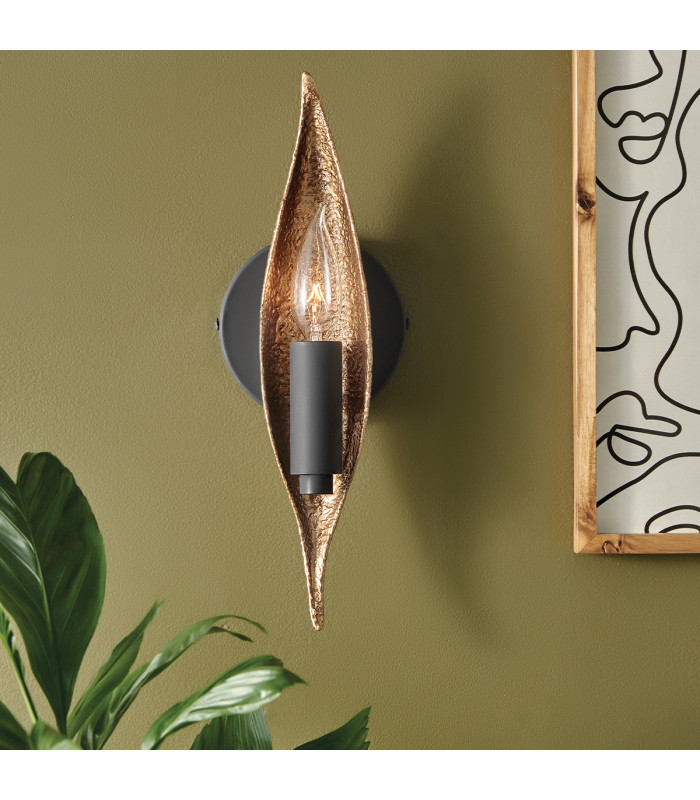 Hinkley Willow Wall Lamp Carbon Black with Deluxe Gold-5