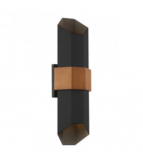 Quoizel Chasm Outdoor Up Down Wall Lamp Matte Black (with painted wood effect strap) 3000K IP44-1