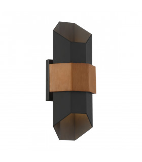 Quoizel Chasm Outdoor Up Down Wall Lamp Matte Black (with painted wood effect strap) 3000K IP44-1