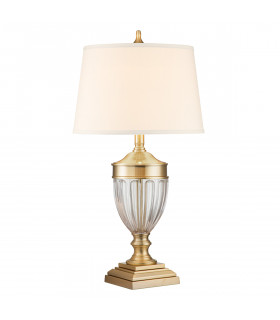 Quoizel Dennison Table Lamp with Round Tapered Shade Brushed Brass-1