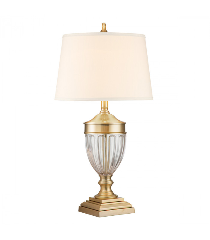 Quoizel Dennison Table Lamp with Round Tapered Shade Brushed Brass-1
