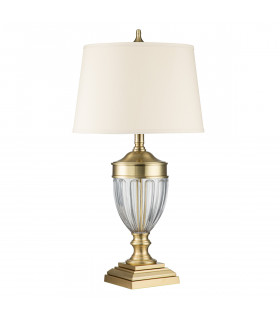 Quoizel Dennison Table Lamp with Round Tapered Shade Brushed Brass-2