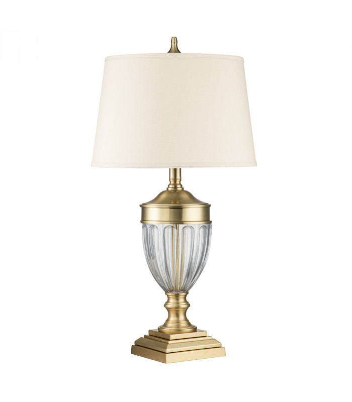 Quoizel Dennison Table Lamp with Round Tapered Shade Brushed Brass-2