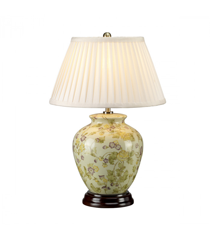Yellow Flowers Floor Lamp with Tapered Shade Yellow and Purple
