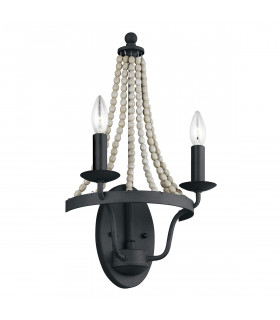 Feiss Nori Candle Wall Lamp Dark Weathered Zinc with Driftwood Grey-1