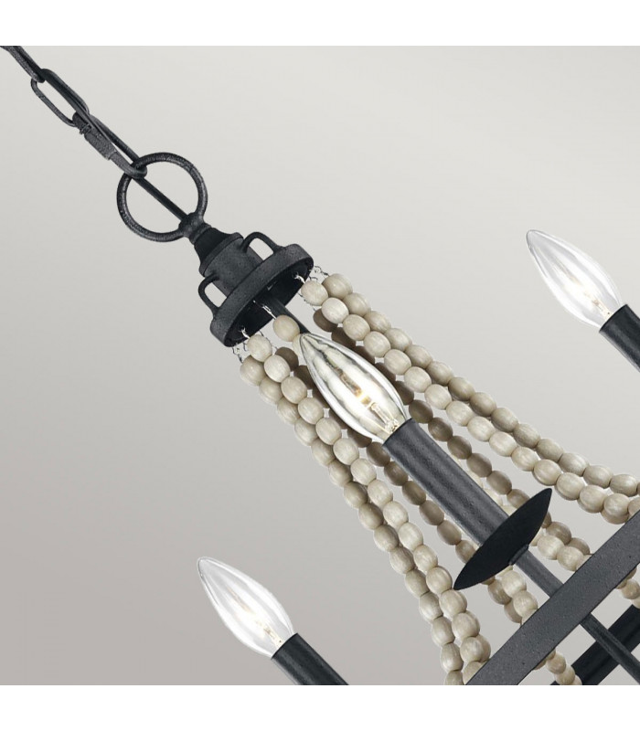 Feiss Nori Multi Arm Chandelier Dark Weathered Zinc with Driftwood Grey-4