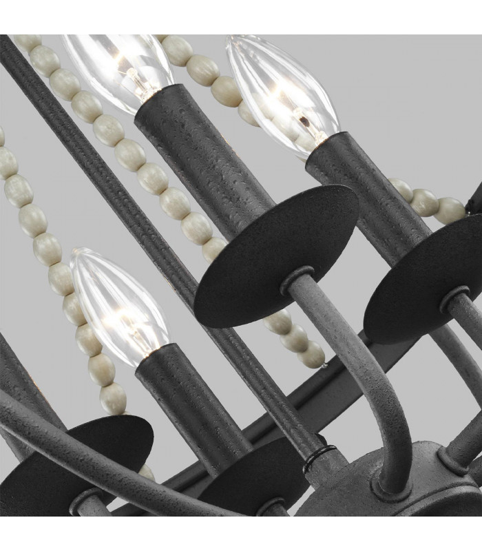 Feiss Nori Multi Arm Chandelier Dark Weathered Zinc with Driftwood Grey-2