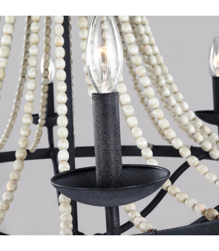 Feiss Nori Multi Arm Chandelier Dark Weathered Zinc with Driftwood Grey-2