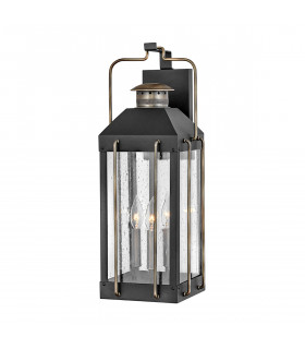 Hinkley Fitzgerald Outdoor Wall Lantern Textured Black with Burnished Bronze IP44-1