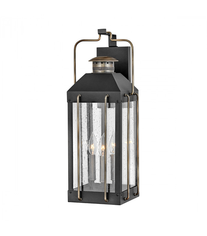 Hinkley Fitzgerald Outdoor Wall Lantern Textured Black with Burnished Bronze IP44-1