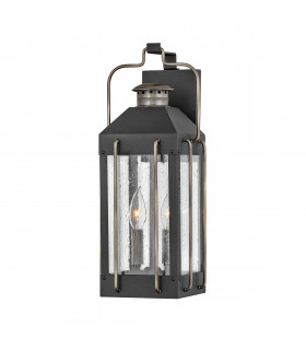 Hinkley Fitzgerald Outdoor Wall Lantern Textured Black with Burnished Bronze IP44-1
