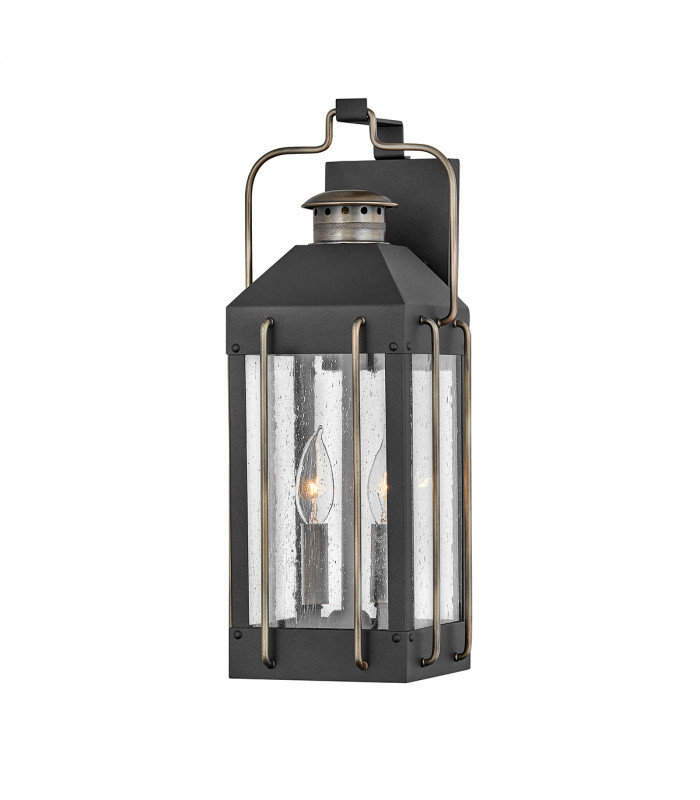 Hinkley Fitzgerald Outdoor Wall Lantern Textured Black with Burnished Bronze IP44-1