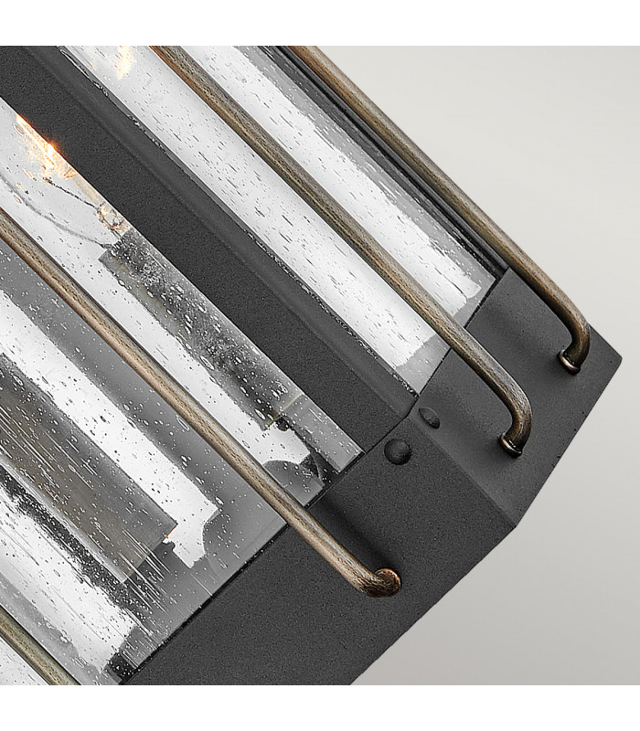 Hinkley Fitzgerald Outdoor Wall Lantern Textured Black with Burnished Bronze IP44-2