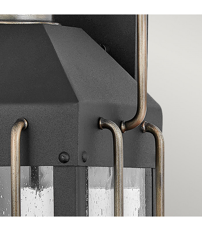 Hinkley Fitzgerald Outdoor Wall Lantern Textured Black with Burnished Bronze IP44-3