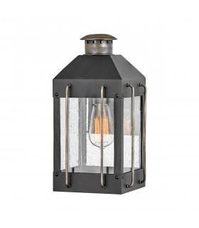 Hinkley Fitzgerald Outdoor Wall Lantern Textured Black with Burnished Bronze IP44-1