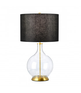 Orb Table Lamp with Round Shade Aged Brass-1