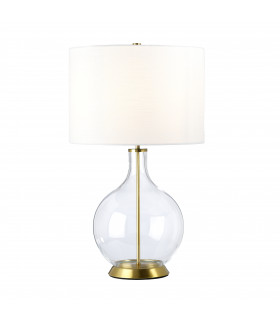Orb Table Lamp with Round Shade Aged Brass-1
