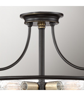 Quoizel Griffin Bowl Semi Flush Ceiling Light Palladian Bronze with Weathered Brass Accents-2
