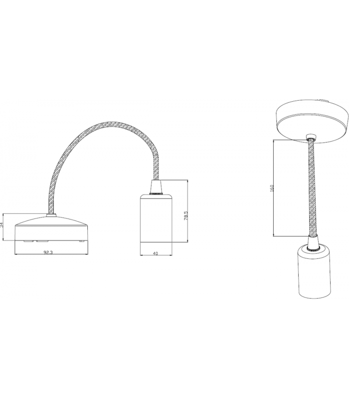 Knightsbridge 6" E27 Contemporary Pendant Set - Smoked Bronze - 8270SB-2