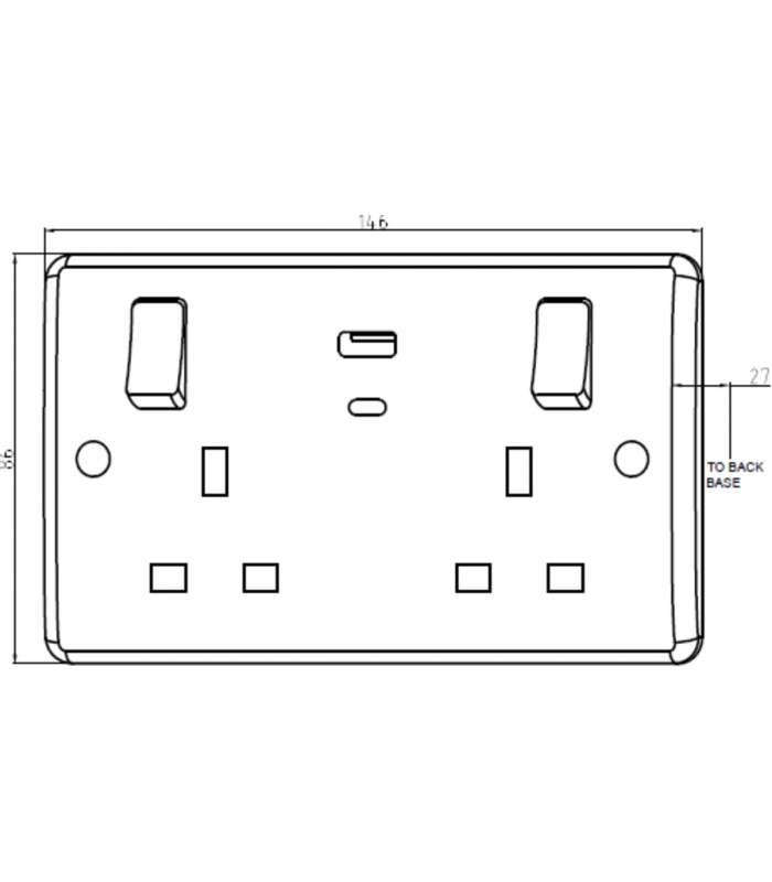 Knightsbridge 13A 2G Switched socket with outboard rockers and dual USB (A+C)  QC18W / PD45W - CU9003-2