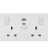 Knightsbridge 13A 2G Switched socket with outboard rockers and dual USB (A+C) QC18W / USB-PD 45W - SN9003