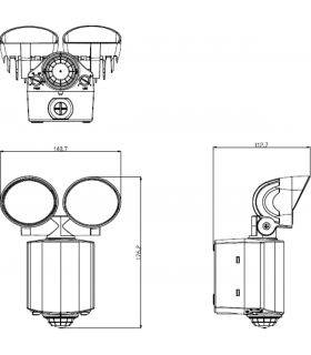 Knightsbridge 230V IP55 Twin Spot LED Security Light - Black - FL16ABK-2
