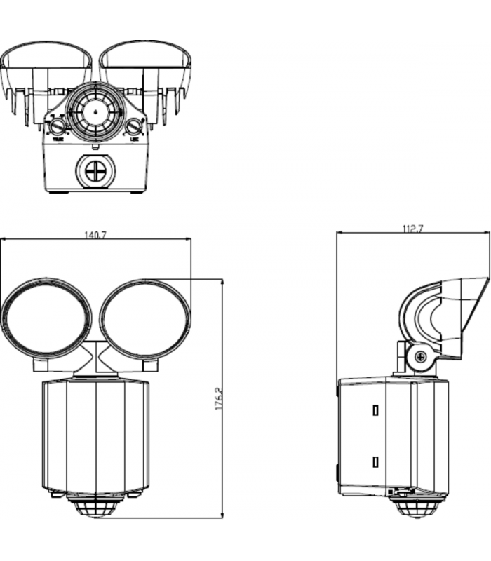Knightsbridge 230V IP55 Twin Spot LED Security Light - Black - FL16ABK-2