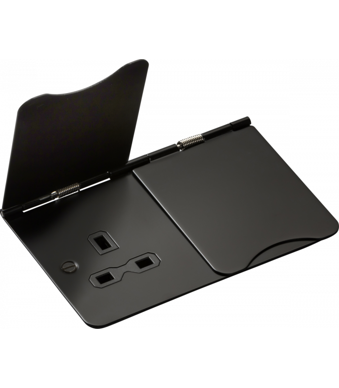 Knightsbridge 13A 2G unswitched floor socket - matt black - FPR9UMB-1