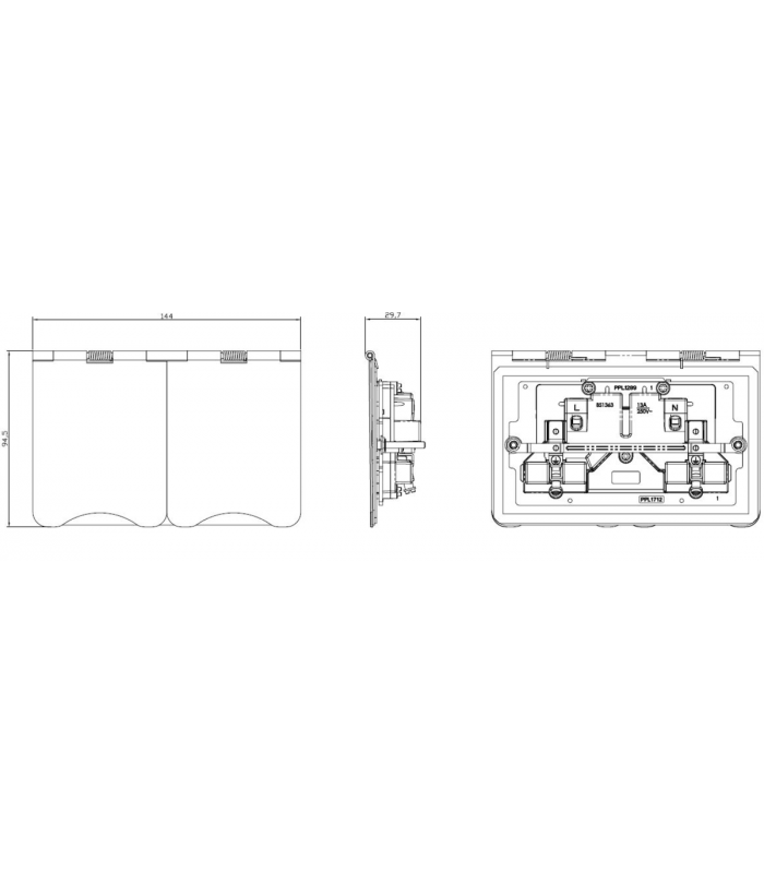 Knightsbridge 13A 2G unswitched floor socket - matt black - FPR9UMB-2