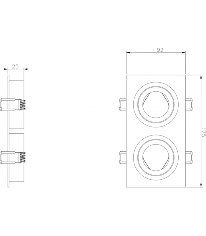 Knightsbridge Ambar Twin Tilt Square Downlight White - AMA2TSW-2