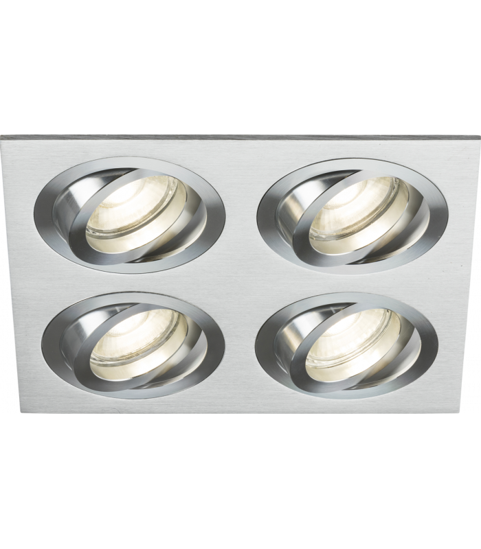 Knightsbridge Ambar Quad Tilt Square Downlight Brushed Chrome - AMA4TSBC-1