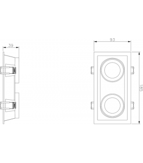 Knightsbridge Dipa Twin Tilt Square Anti-Glare Downlight White - DIC2TSW-2