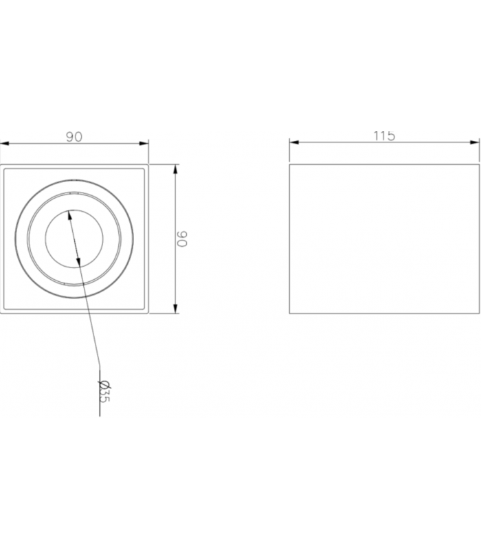 Knightsbridge Oran Surface Tilt Square Downlight White - ORA1TSW-2