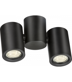 Knightsbridge Dee Twin Surface Adjustable Round Spotlight Black - DEA2TRB-1