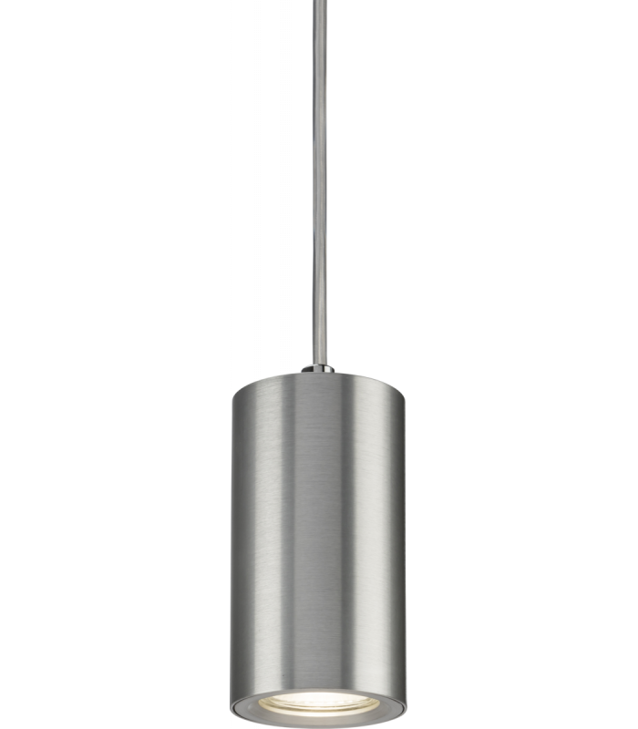 Knightsbridge Dasan Single Short Fixed Round Pendant Brushed Chrome - DAA1FRBC-1