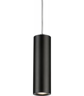 Knightsbridge Dasan Single Long Fixed Round Pendant Black - DAB1FRB-1