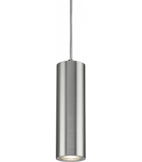 Knightsbridge Dasan Single Long Fixed Round Pendant Brushed Chrome - DAB1FRBC-1