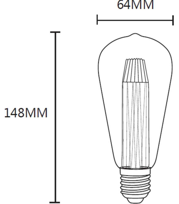 Knightsbridge LUNA 230V 3W ES LED ST64 Retro Lamp 1800K - LU3AST-2