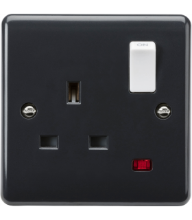 Knightsbridge 13A 1G DP switched socket with white rocker and neon [Part M compliant] - PM7000N-1