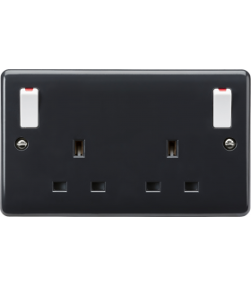 Knightsbridge 13A 2G DP switched socket with white outboard rockers [Part M compliant] - PM9001-1